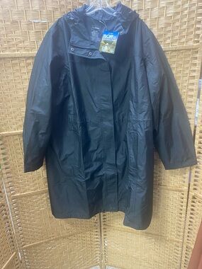 L.L. Bean Black Hooded Waterproof Jacket